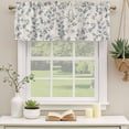 thumbnail image 2 of Navy Blue Leaves Curtain Valances for Windows, Kitchen Valance Window Treatments Panel 2 Pack, Vintage Summer Botanical Farmhouse Rustic Rod Pocket Short Curtains for Bathroom Bedroom 42 x 18 Inch, 2 of 8
