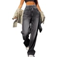 thumbnail image 2 of FNGZ Jeans for Women | Girls Jeanswomen's High Rise Wide Leg Jeggings - Stretch Pull on Jeans-Style Pants, Soft Denim with Pockets | Black L, 2 of 9