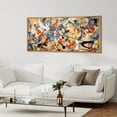 thumbnail image 3 of IDEA4WALL Extra Large Framed Canvas Print Wall Art Dynamic Splashes of Color Artwork Vintage Inspired Colorful Stripes Street Art Pastel Fine Art Decorative Relax/Calm for Rooms Decor - 60"x30", 3 of 5