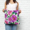 thumbnail image 2 of Purple Flowers Pillow Covers 26x26 Inch Decorative Throw Pillow Cover, Spring Floral Leaves Botanical Watercolor Sofa Pillowcases Accent Cushion Case Home Decor Bedroom Living Room, 2 of 6