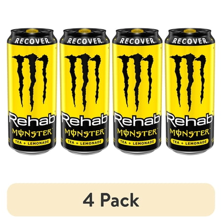(4 pack) Monster Rehab Tea Lemonade Energy Drink, 1 count, 15.5 fl oz