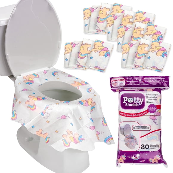 Fundas Impermeables para Asiento de Inodoros Unicornios XL, Paquete de 20 Unidades para Niños y Adul