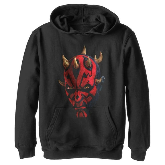 Boy's Star Wars: The Clone Wars Darth Maul Big Face Pull Over Hoodie Black Small