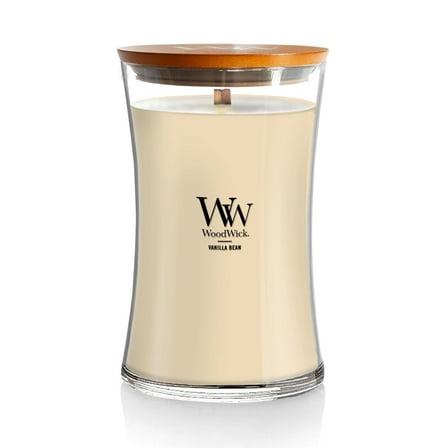 WoodWick Vanilla Bean Scented Large Hourglass Candle, Crackles as it Burns, Perfect for Gifting, 21oz