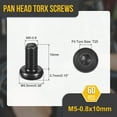 thumbnail image 2 of M5x10mm Pan Head Torx Security Screw - 60Pack - Good for Machinery - Carbon Steel Button Head Torx Bolt Star Drive Security Fasteners - Black, 2 of 6