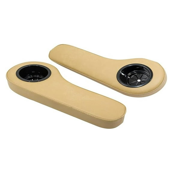 Universal Golf Cart Rear Seat Arm Rest Cushion with Cup Holder - Tan