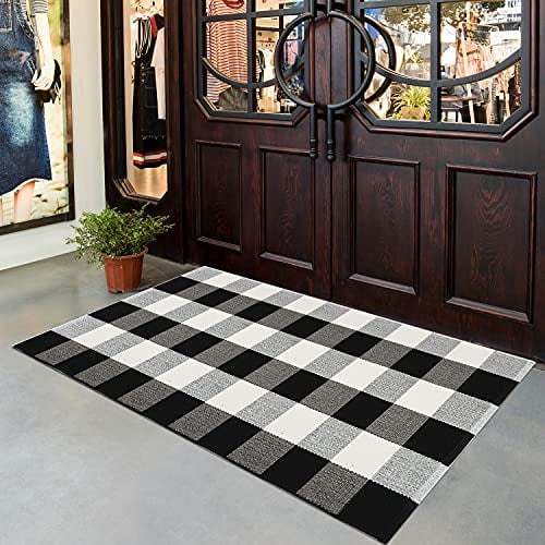 Buffalo Plaid Mat Checkered Kitchen Rugs Cotton Area Floor