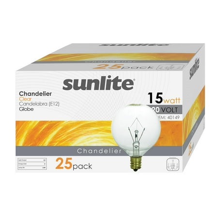 Pack of 25 Sunlite Incandescent 15 Watt G16.5 Globe 105 Lumens Clear ... Pack of 25 Sunlite Incandescent 15 Watt G16.5 Globe 105 Lumens Clear ...