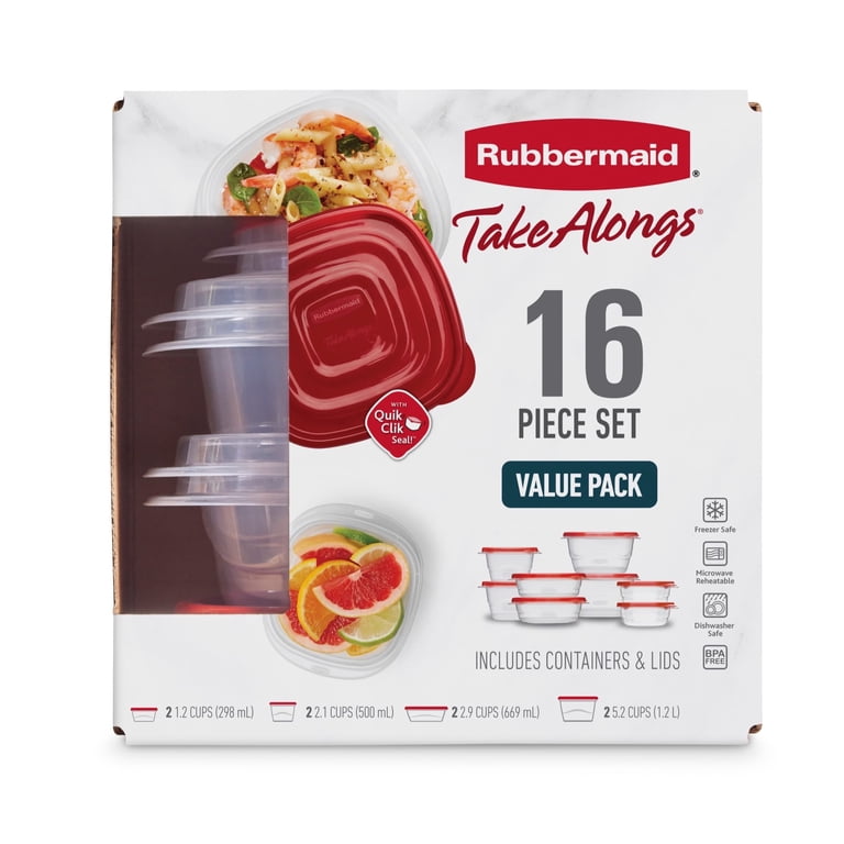 Rubbermaid TakeAlongs Food Storage Containers, 16 Piece Set