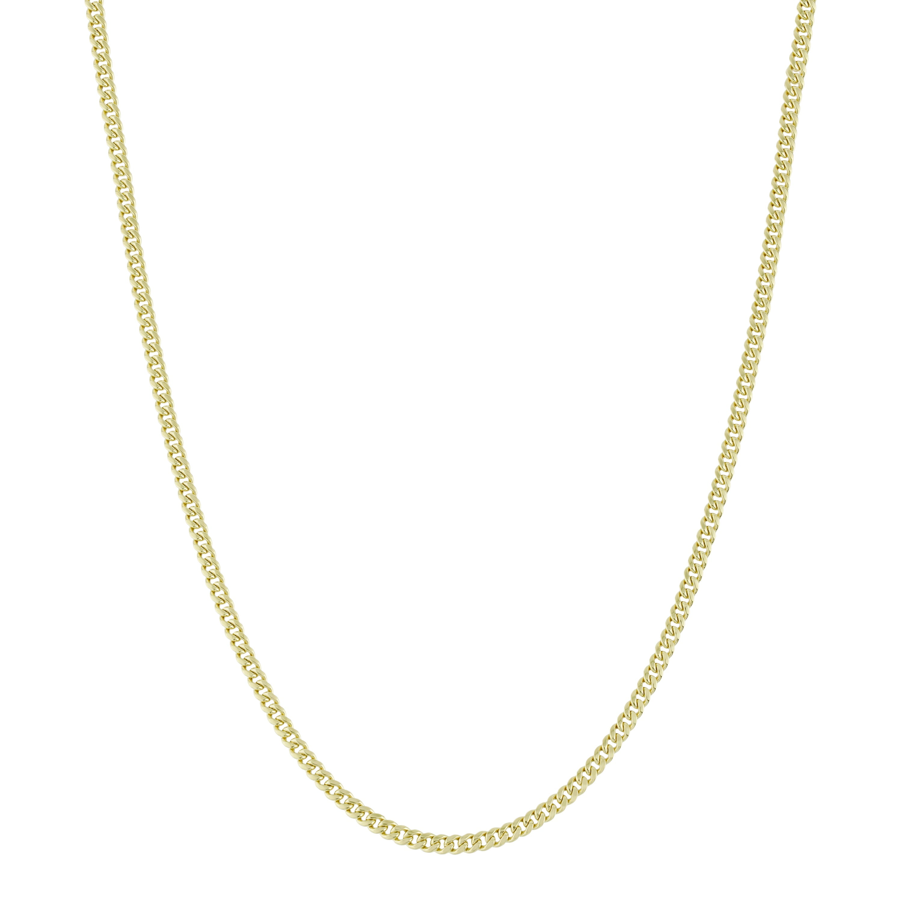 3mm 10k Hollow Yellow Gold Men Women Miami Cuban Link Chain Necklace Size 20" 