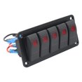 thumbnail image 3 of Panel de interruptor de 12V y 24V, protección contra sobrecorriente precableada, doble LED rojo, multiusos, 5 entradas para camiones, Macarena Panel de interruptores de palanca, 3 of 8
