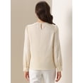 thumbnail image 3 of DARING DIVA Women's  Elegant Keyhole Neck Long Sleeves Top XS Champagne, 3 of 6
