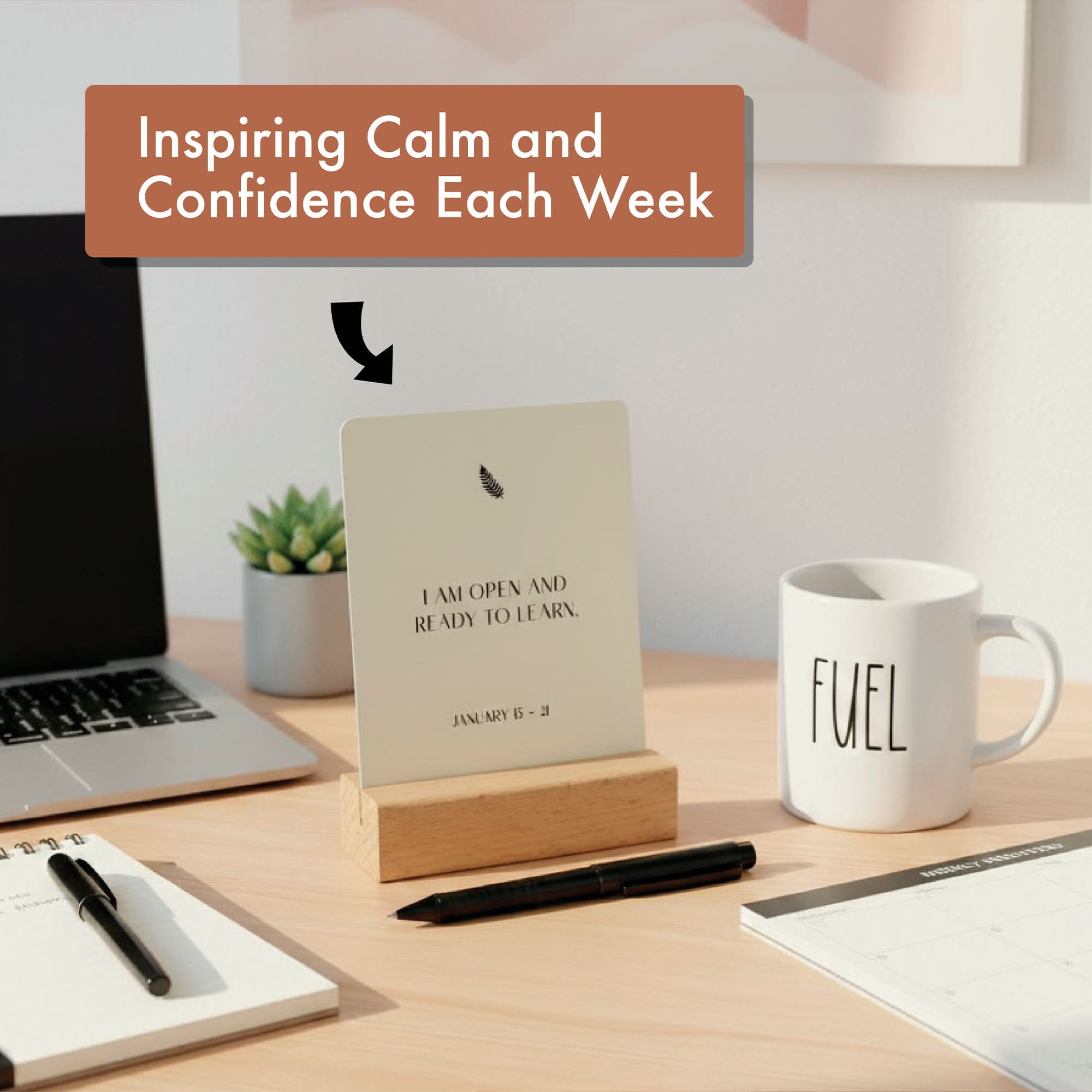 Positive Affirmation Cards Weekly Calendar | 52 Aesthetic Encouragement Mindfulness Desk Cards for Every Week of the Year,  Daily Self Mantras For Mental Wellness, Great Motivational Gift For Women &