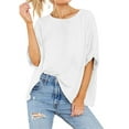 thumbnail image 2 of Langwyqu Summer Fashion Women Short Sleeve Female Solid Casual Loose Shirt, 2 of 5