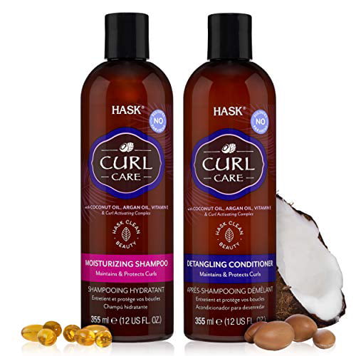 hjælpe undersøgelse sandsynligt HASK CURL CARE Shampoo + Conditioner Set Coconut and Argan Oil, for Curly  Hair Types, Vegan, Color Safe, Gluten-Free, Sulfate-Free, Paraben-Free,  Cruelty-Free - 1 Shampoo and 1 Conditioner - Walmart.com