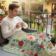 thumbnail image 5 of Colorful Flowers Square Throw Flannel Blanket Spring Vintage Watercolor Floral Leaves Green Super Soft Cozy Bed Blanket, Lightweight Plush Fuzzy Bed Throw for Bedroom Sofa Couch Living Room 40x50In,, 5 of 9