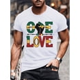 thumbnail image 1 of T-shirt un Amour Imprimé Rayé Coton Unisexe Col Rond Manches Courtes, 1 of 5