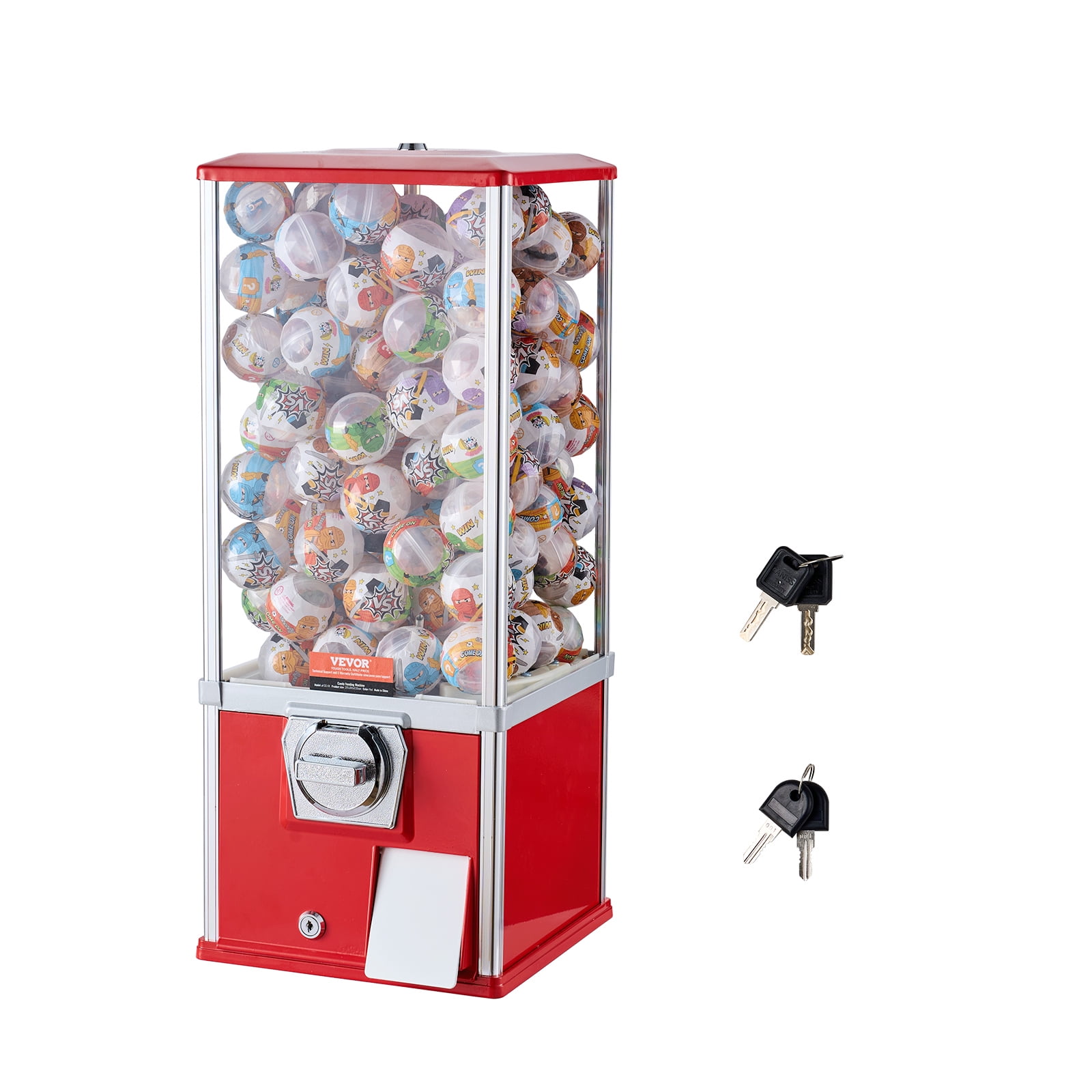 VEVOR Gumball Machine for Kids, 25" Height Home Vending Machine, PS Bouncy Balls Dispenser, Hold 230 Capsule Toys, Rectangle Bubble Gum Machine