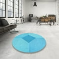 thumbnail image 4 of Ahgly Company Tapis d'Intérieur Lavable à la Machine, Carré, Transitionnel, Bleu Cyan Vif, Tapis de Zone, 5 Pieds Carré, 4 of 7
