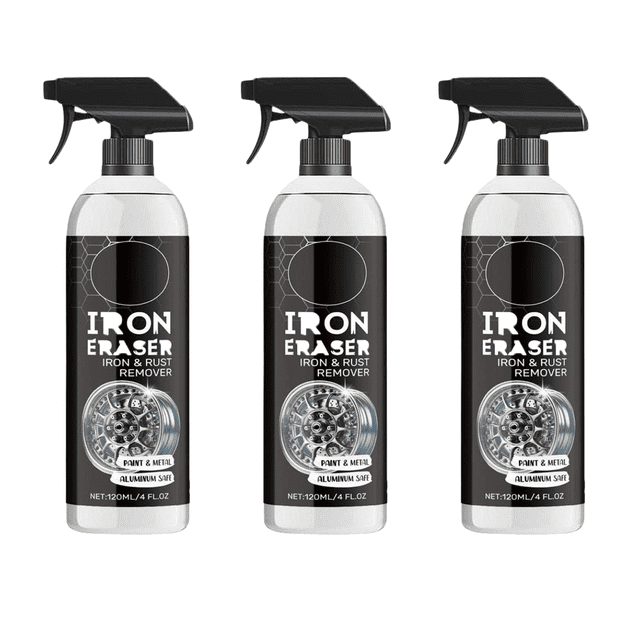 Cmunyle 3 PC 4 FL OZ Car Tire Wheel Rust Remover Spray Multipurpose Iron Stain Cleaner Gentle Metal Surface Care Agent For Vehicle Hub Automotive Exterior Cleaning Maintenance