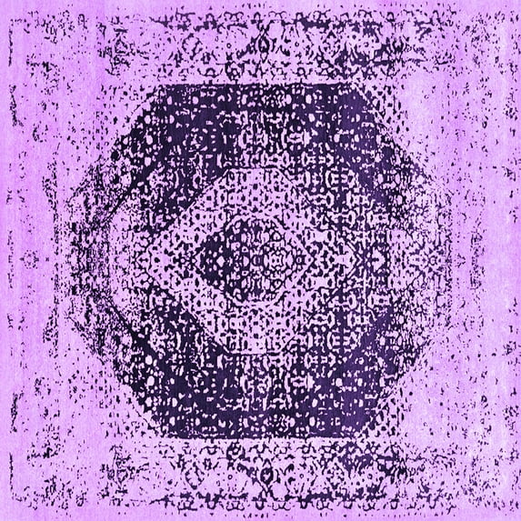 Ahgly Company Indoor Square Persian Purple Bohemian Area Rugs, 8' Square