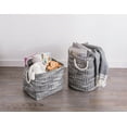 thumbnail image 2 of CC Home Furnishings 20" Gray and Ivory Tweed Patterned Large Round Bin with Rope Handles, 2 of 6