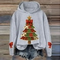 thumbnail image 2 of Womens Hooded Sweatshirts Xmas Tree Printed Loose Festive Christmas Hoodies Long Sleeve Graphic Pullover Tops (L, Gray), 2 of 4