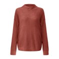 thumbnail image 4 of HAPIMO Sales Casual Cable Knit Sweater for Women Fall Crewneck Long Sleeve Pullover Knitwear Button Decor Lightweight Jumper Top Teen Girls Clothes Rust red M, 4 of 7