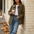 thumbnail image 4 of Edvintorg Women's Coats Plus Size Button Down Casual Jacket Long Sleeve Turndown Collar Loose Outerwear with Pocket Womens Fashion Coffee S-3XL, 4 of 9