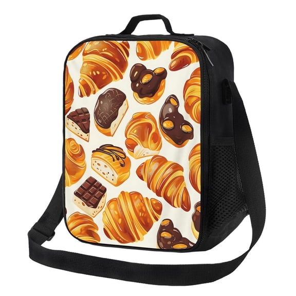 Croissant Lunch Bag Insulated Thermal Box with Shoulder Strap & Handle for Work and Picnic