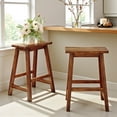 thumbnail image 2 of Tcbosik Farmhouse Bar Stools Set of 2, 24" Counter Height Dining Stools with Acacia Wood Curved Seat & Solid Rubber Wood Legs, for Kitchen Island and Small Spaces – Walnut, 2 of 10