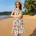 thumbnail image 4 of Bingfone Paris Vintage Print Women’s Short Sleeve Dress, Comfortable Casual Dress, Stylish Summer Dress with Stretchy Fit for Daily Wear, 4 of 6