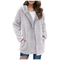 thumbnail image 1 of WEIYLL Womens Fleece Jacket Thick Knitted Cardigan Solid Color Sleeve Furry Grey Going Out Fall Tops Size XL, 1 of 4