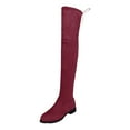 thumbnail image 6 of Rokment Womens over The Knee Dress Boots Fashion Suede Non Slip Chunky Low Heel Thigh High Pull on Long Tall Boots Wine Size 8, 6 of 7
