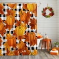 thumbnail image 2 of Fall Thanksgiving Shower Curtains for Bathroom, Maple Leaf Pumpkin Black White Plaid Waterproof Fabric Shower Curtain for Bathroom Bathtub Decoration, Machine Washable, 54x"78", 2 of 9