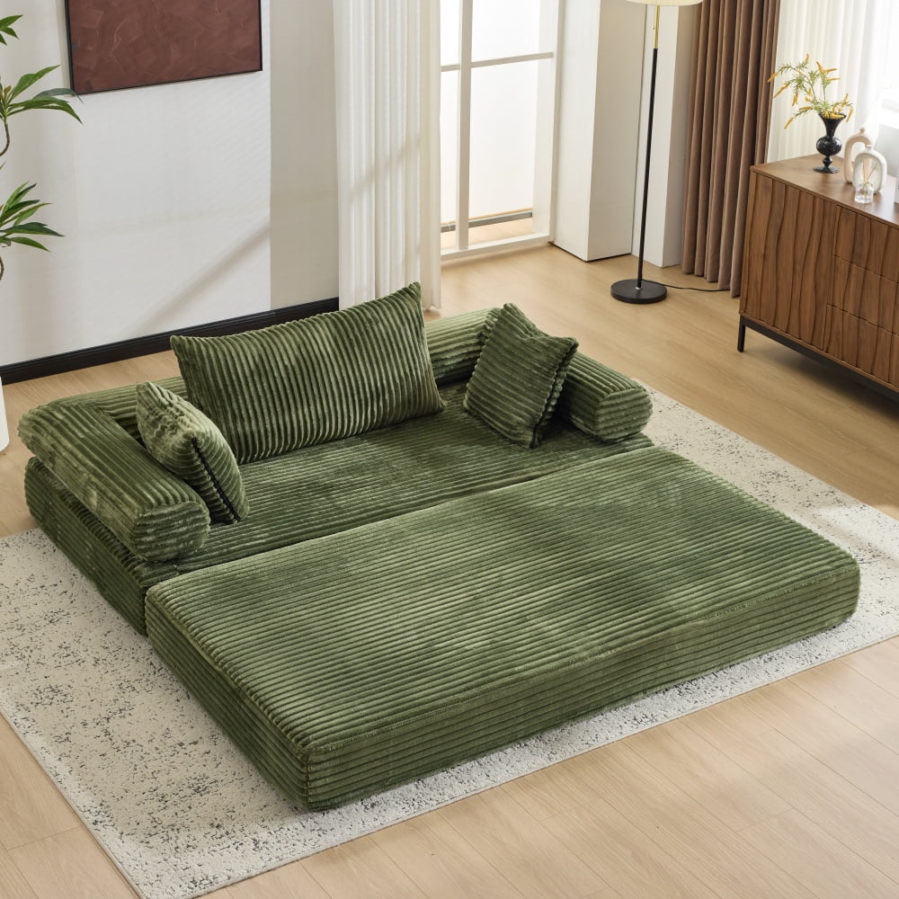 Ktaxon Convertible Sofa Bed, Pull-Out Sleeper Loveseat Couch with Oversized Back Pillow, Ideal for Living Room or Guest Use Green