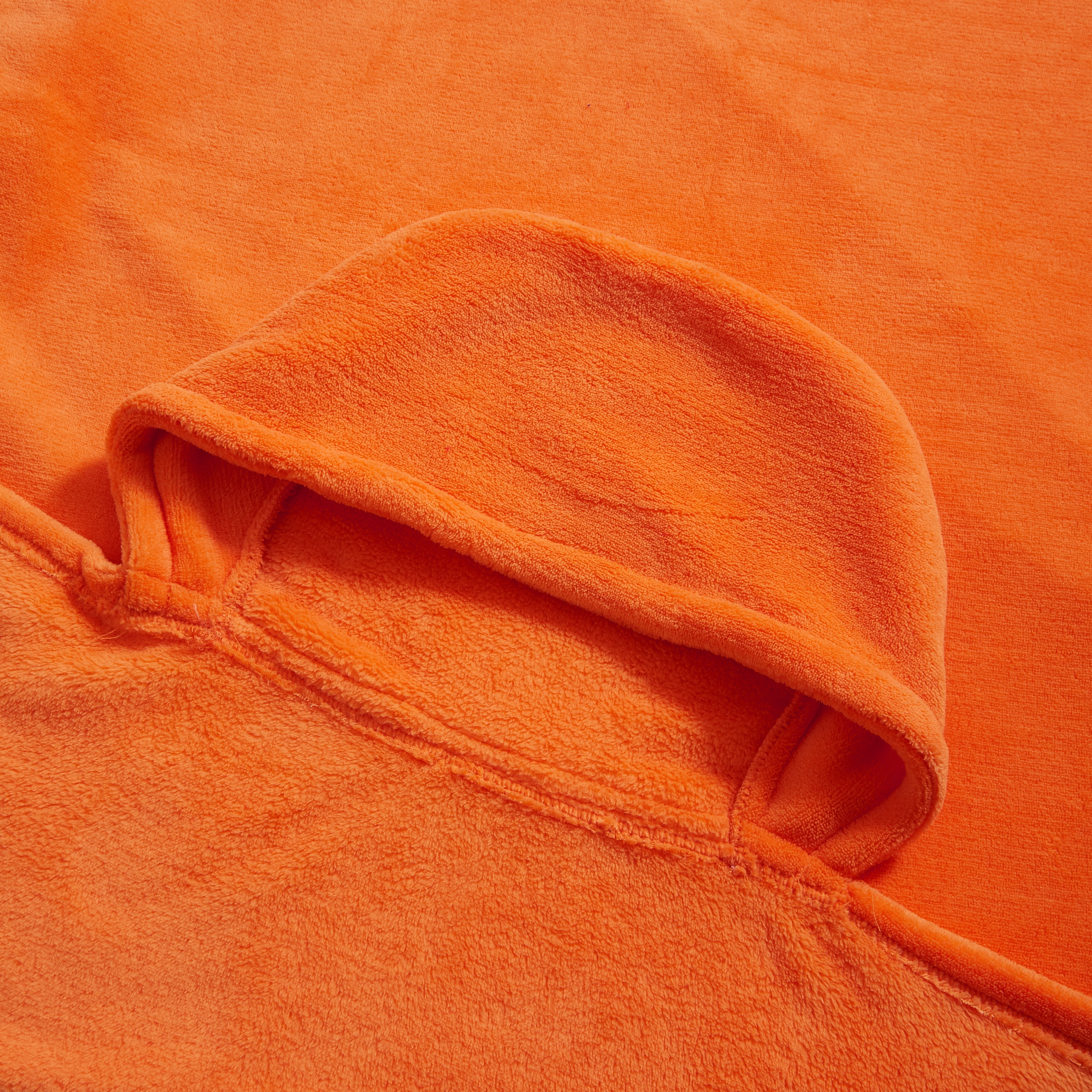 Pop Shop University Plush Hooded Throw Blanket with Pockets, Orange, Standard Throw
