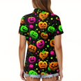 thumbnail image 5 of IYYVV Halloween Polo Shirts for Women Hawaiian Golf Shirts Short Sleeve Funny Ghost Pumpkin Printed Athletic Sport Golf Top Dark Green 3XL, 5 of 5