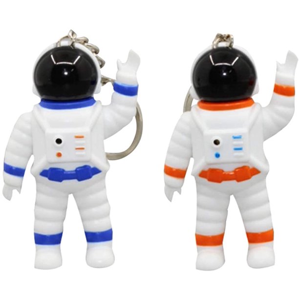 2 piezas de astronauta para favores niños fiesta de disfraces espaciales juguetes para niños cadenas anillo llaves llaveros llavero azul hombres adultos clave regalos astronauta JFHHH pequeña