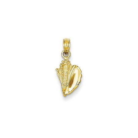 14k Gold Conch Shell 14k Yellow Gold Conch Sea Shell Mermaid Nautical Jewelry Pendant Charm Necklace Shore Man Gift For Dad Mens For Him ()