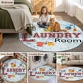 thumbnail image 6 of 3ft Round Rug, Laundry Room Non-Skid Rubber Backing Large Area Rugs - Living Room Bedroom Home Office, Blue Cartoon Washing Machine Clothes Indoor Floor Mat Carpets Washable Rug, 6 of 9