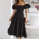 thumbnail image 1 of Vestido Maxi Informal Vestido maxi casual de manga hinchada Una línea de mujeres sin respaldo Traje diario (Negro M) Ygjytge para Mujer Negro T M, 1 of 6