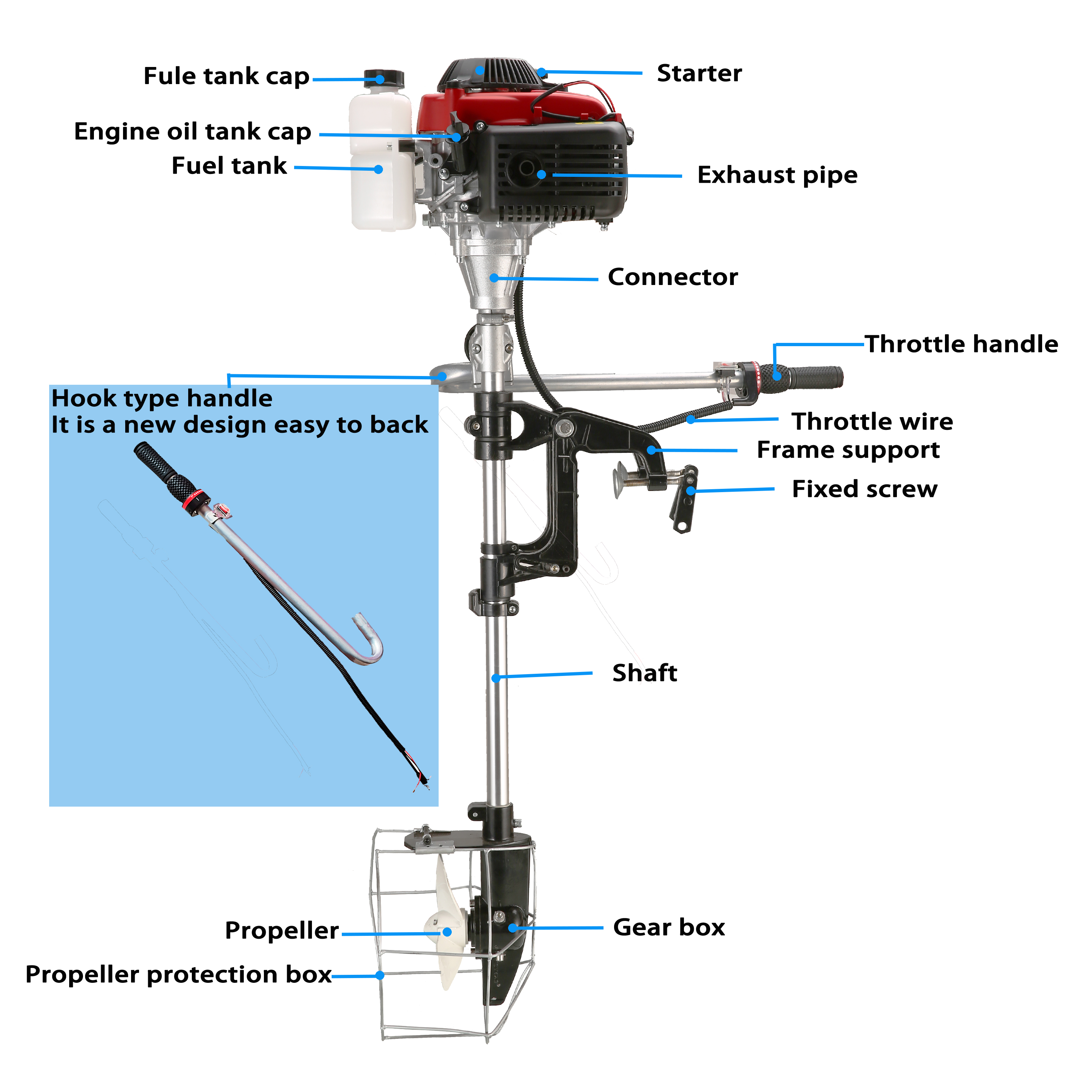 4 Stroke Outboard Motor 4 hp Outboard Boat Motors 60cc for Inflatable, Kayak, Dinghy, Canoe Small Boat, With Shade and Manual Reverse