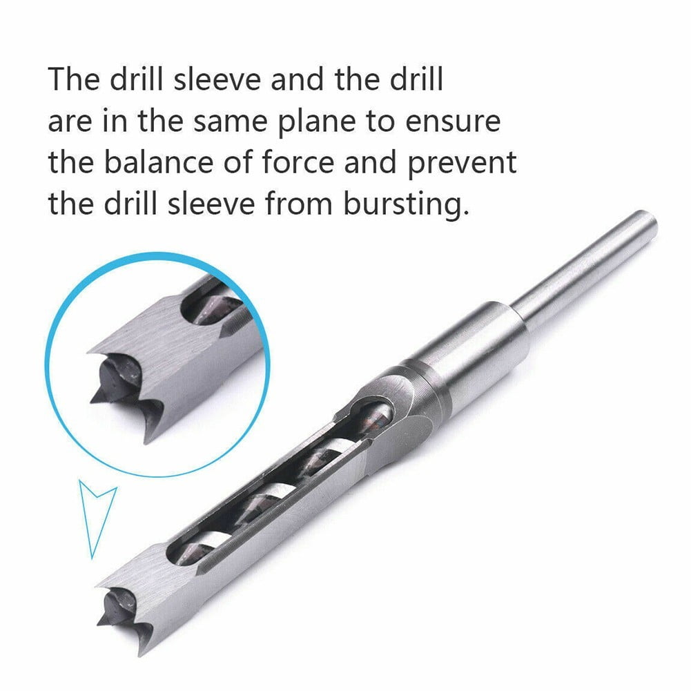 3Pcs Square Hole Auger Drill Bit Set Mortising Woodworking Saw Mortise Chisel