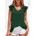 thumbnail image 4 of PRETTYGARDEN Womens Blouses Dressy Casual Summer V Neck Ruffle Cap Sleeve Business Work Tops Spring Teacher Shirts, 4 of 10