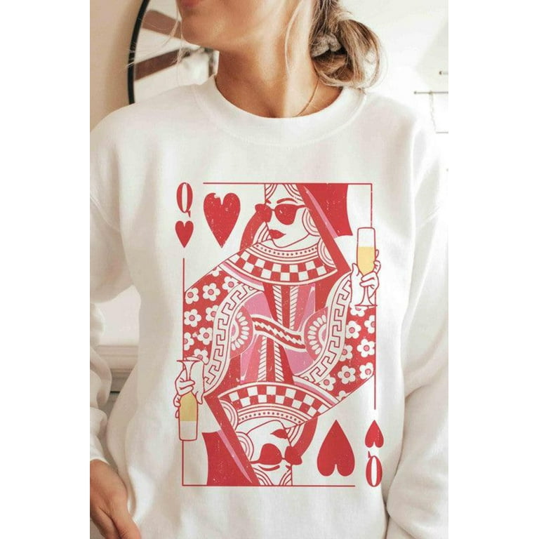 Valentine s Day Champagne Queen Of Hearts Sweatshirt Plus Size Walmart
