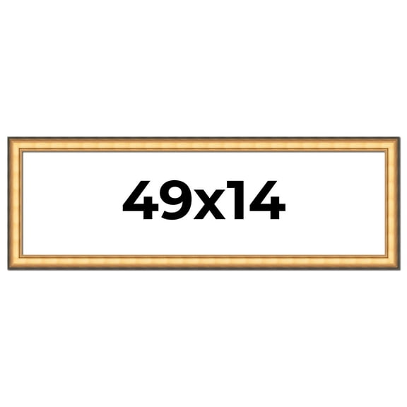 49x14 Frame Gold Plein Aire Solid Wood Picture Frame Width 2 Inches | Interior Frame Depth 0.5