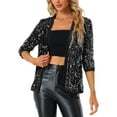 thumbnail image 1 of INSPIRE CHIC Cardigan à Sequins pour Femmes Halloween Manches 3/4 Ouvert Veste en Velours Argent TP, 1 of 6