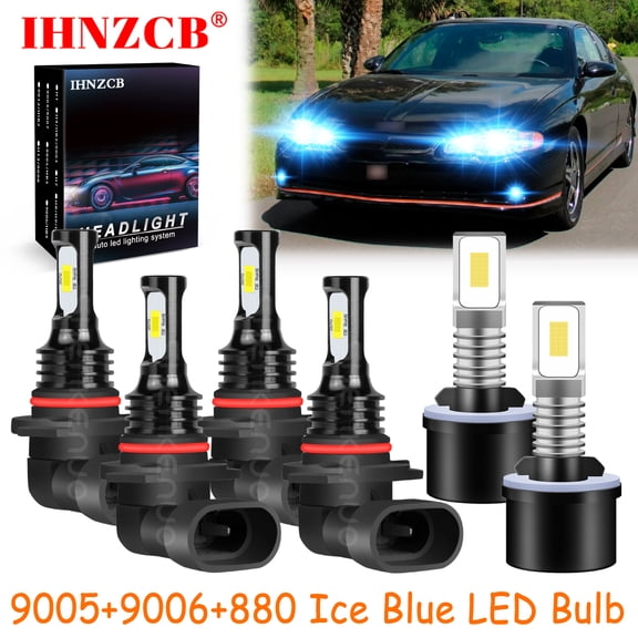 IHNZCB 9005 9006 880 for Chevy Monte Carlo 2000-2005 Ice Blue Led Headlights Bulb High Low Beam Fog Light,HKL,Y01