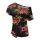 thumbnail image 4 of Gibobby Blusa Casual de Mujer Camiseta informal manga corta con hombros descubiertos para mujer, camiseta extragrande con estampado básico para e(Rojo,CH), 4 of 5